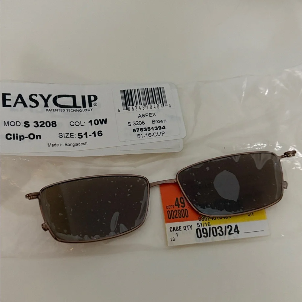 Easyclip Brown Polarized clip on Sunglasses 3208 51-16 ASPEX new for eyeglasses